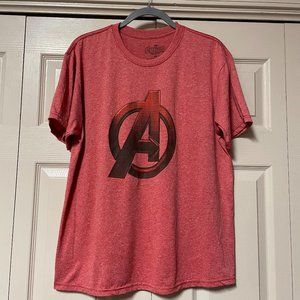 Marvel Avengers Age of Ultron Logo Graphic Polyester Tee T-Shirt Red XL EUC